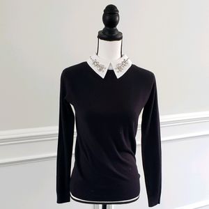 NWT Lush Vila Milano Embellished Collar Sweater XS